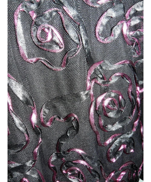 Bluzka wieczorowa - czarna koronka z haftowanymi kwiatami